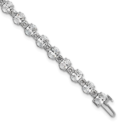 14K White Gold Certified Lab Grown Dia Vs+ F+ Round Oval Tennis Bracelet