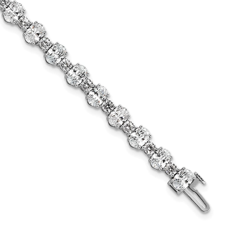 14K White Gold Certified Lab Grown Dia Vs+ F+ Round Oval Tennis Bracelet