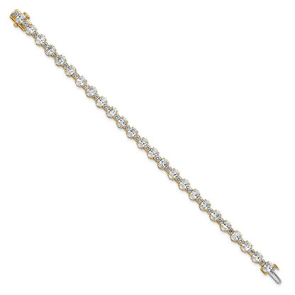 14K Yellow Gold 11 Carat Lab Grown Diamond Vs/Si+ G+ Complete Oval And Round Tennis Bracelet