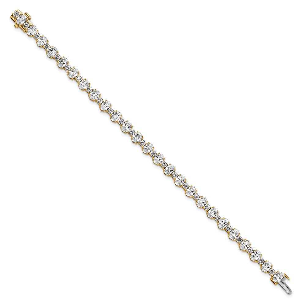 14K Yellow Gold 14Ky Certified Lab Grown Dia Vs/Si Fgh Round Oval Tennis Bracelet