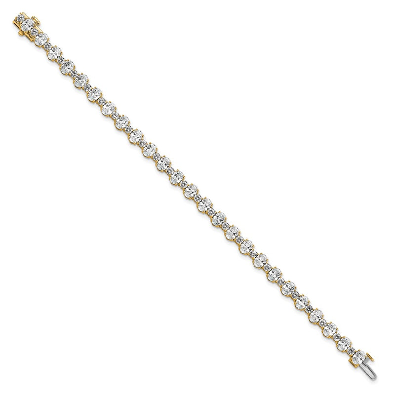 14K Yellow Gold 14Ky Certified Lab Grown Dia Vs/Si Fgh Round Oval Tennis Bracelet