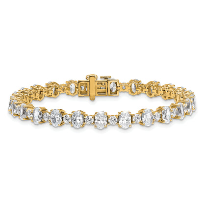 14K Yellow Gold 11 Carat Lab Grown Diamond Vs/Si+ G+ Complete Oval And Round Tennis Bracelet
