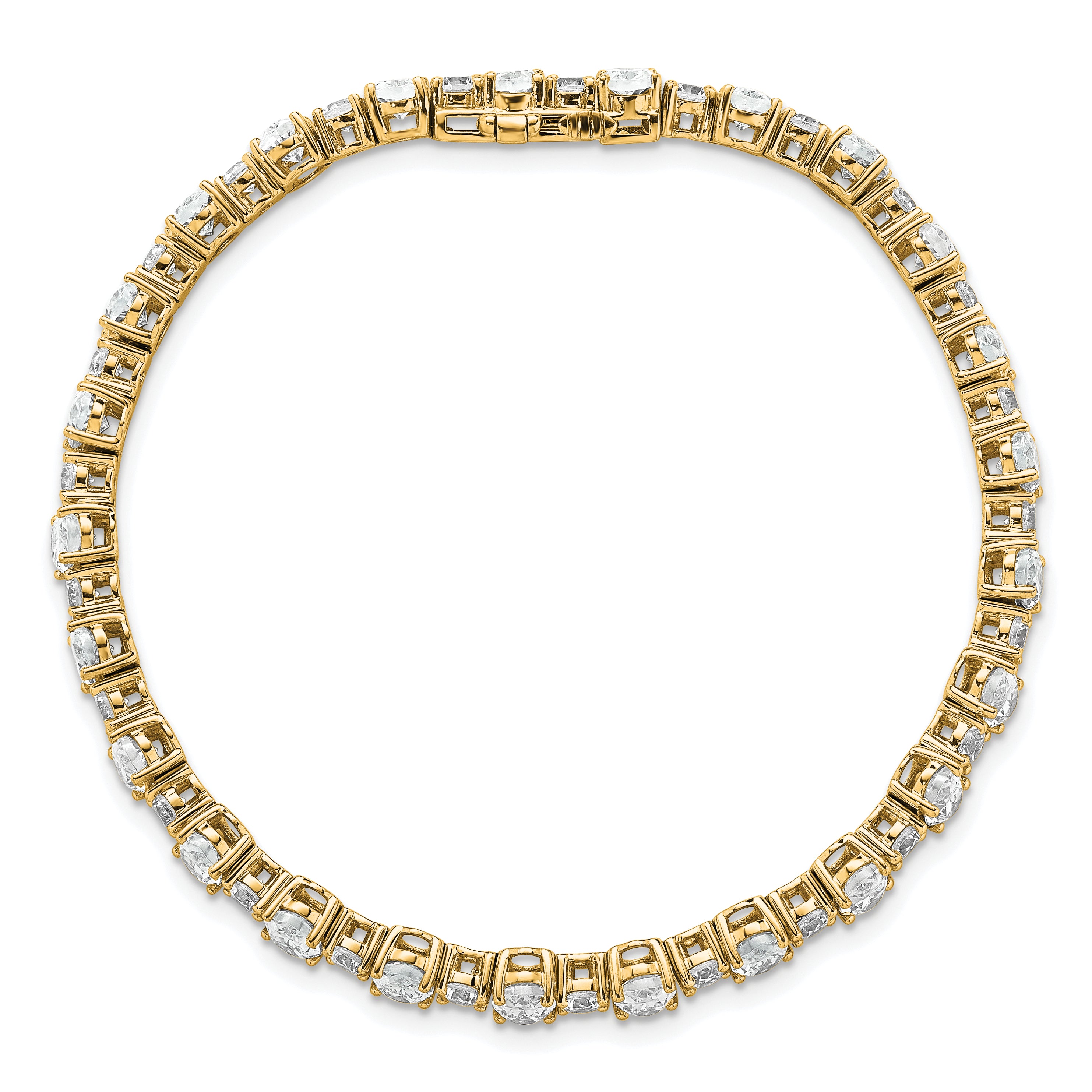 14K Yellow Gold 11 Carat Lab Grown Diamond Vs/Si+ G+ Complete Oval And Round Tennis Bracelet