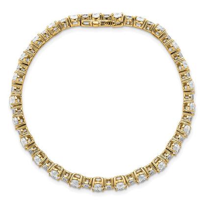 14K Yellow Gold 11 Carat Lab Grown Diamond Vs+ F+ Complete Oval And Round Tennis Bracelet