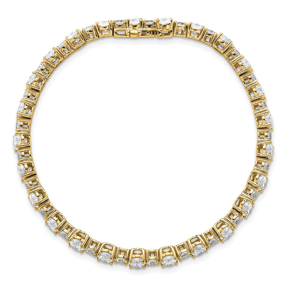 14K Yellow Gold 11 Carat Lab Grown Diamond Vs/Si+ G+ Complete Oval And Round Tennis Bracelet