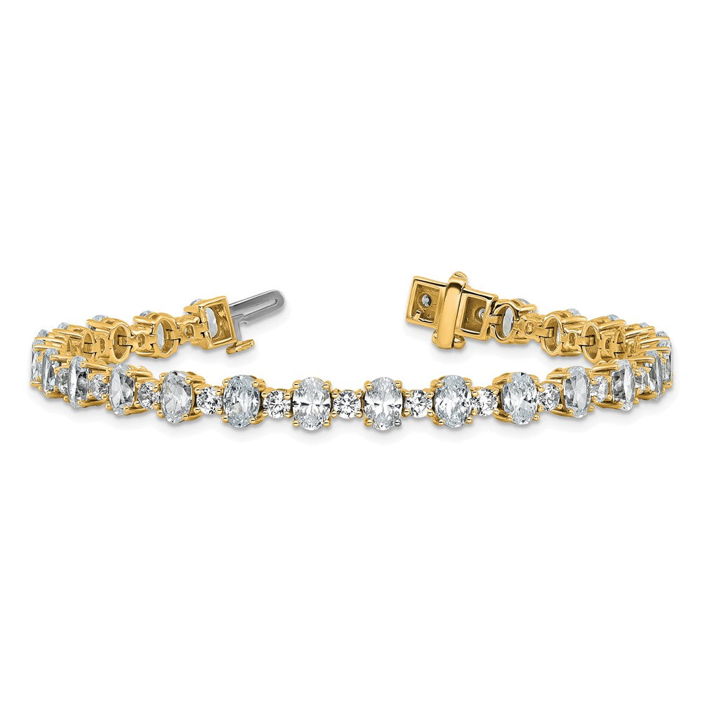 14K Yellow Gold 14Ky Certified Lab Grown Dia Vs Def Round Oval Tennis Bracelet