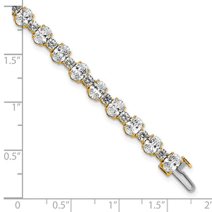 14K Yellow Gold 14Ky Certified Lab Grown Dia Vs Def Round Oval Tennis Bracelet