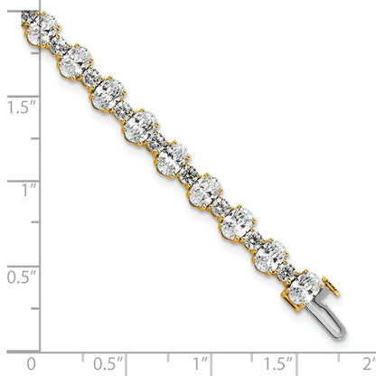 14K Yellow Gold 11 Carat Lab Grown Diamond Vs/Si+ G+ Complete Oval And Round Tennis Bracelet