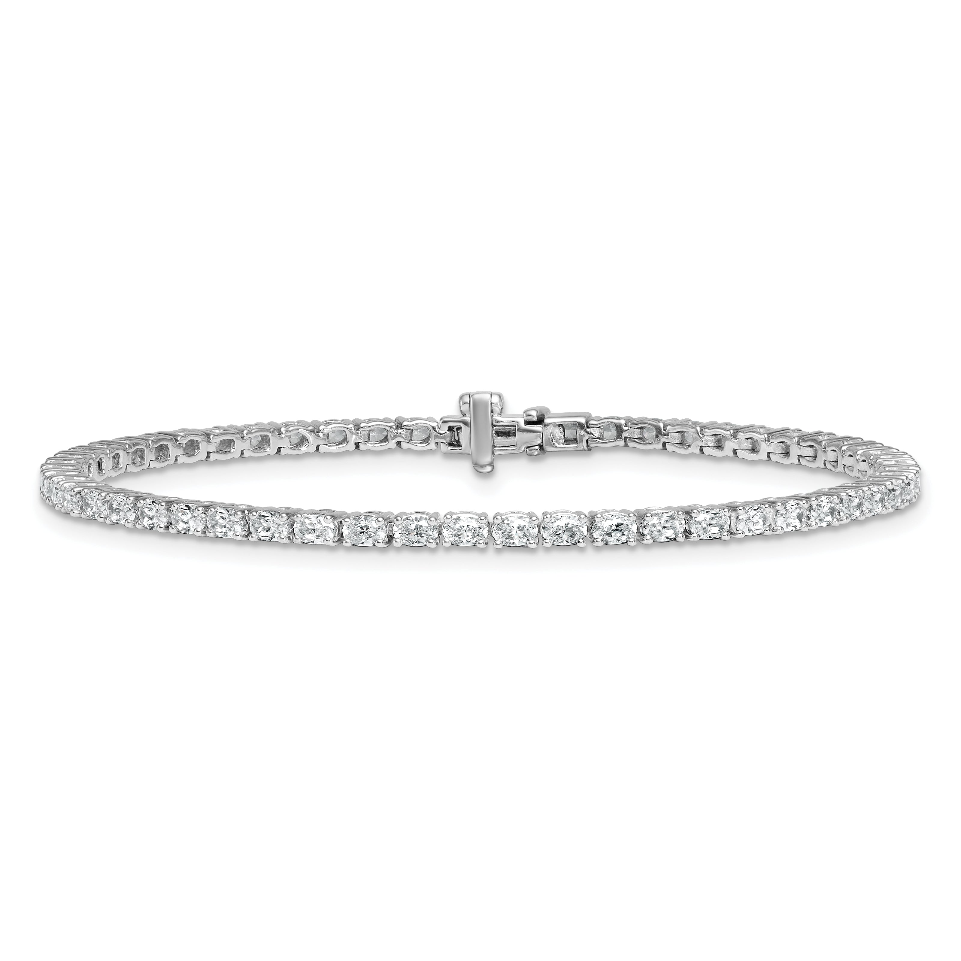 14K White Gold Vs+ F+ Lab Grown Oval Diamond Tennis Bracelet