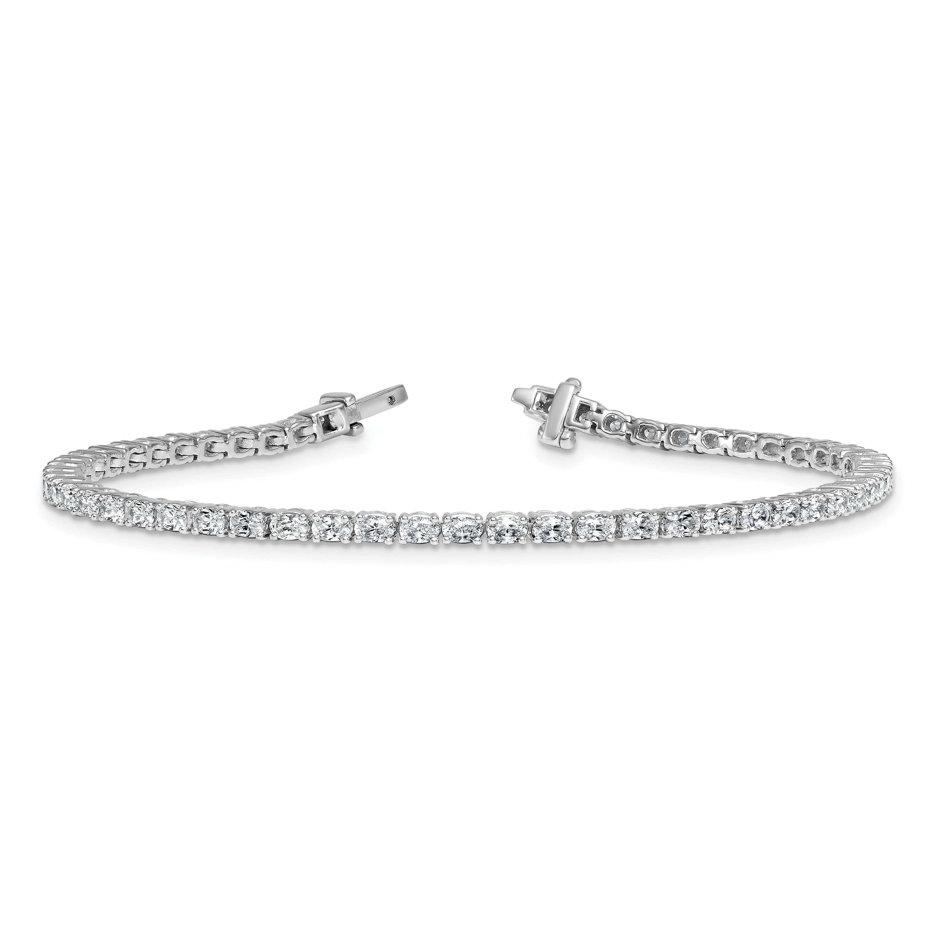 14K White Gold Vs+ F+ Lab Grown Oval Diamond Tennis Bracelet