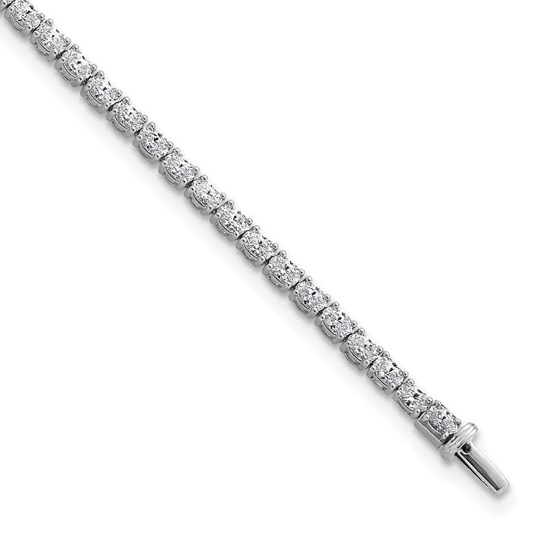 14K White Gold Vs/Si+ G+ Lab Grown Oval Diamond Tennis Bracelet
