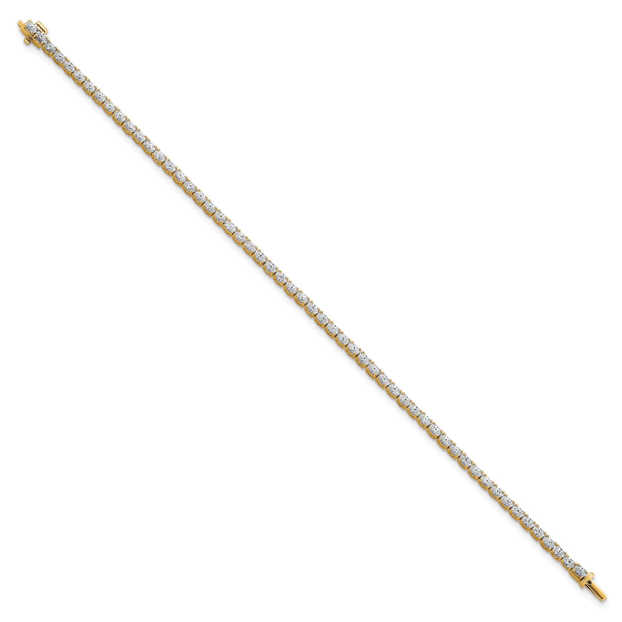 14K Yellow Gold Vs/Si+ G+ Lab Grown Oval Diamond Tennis Bracelet