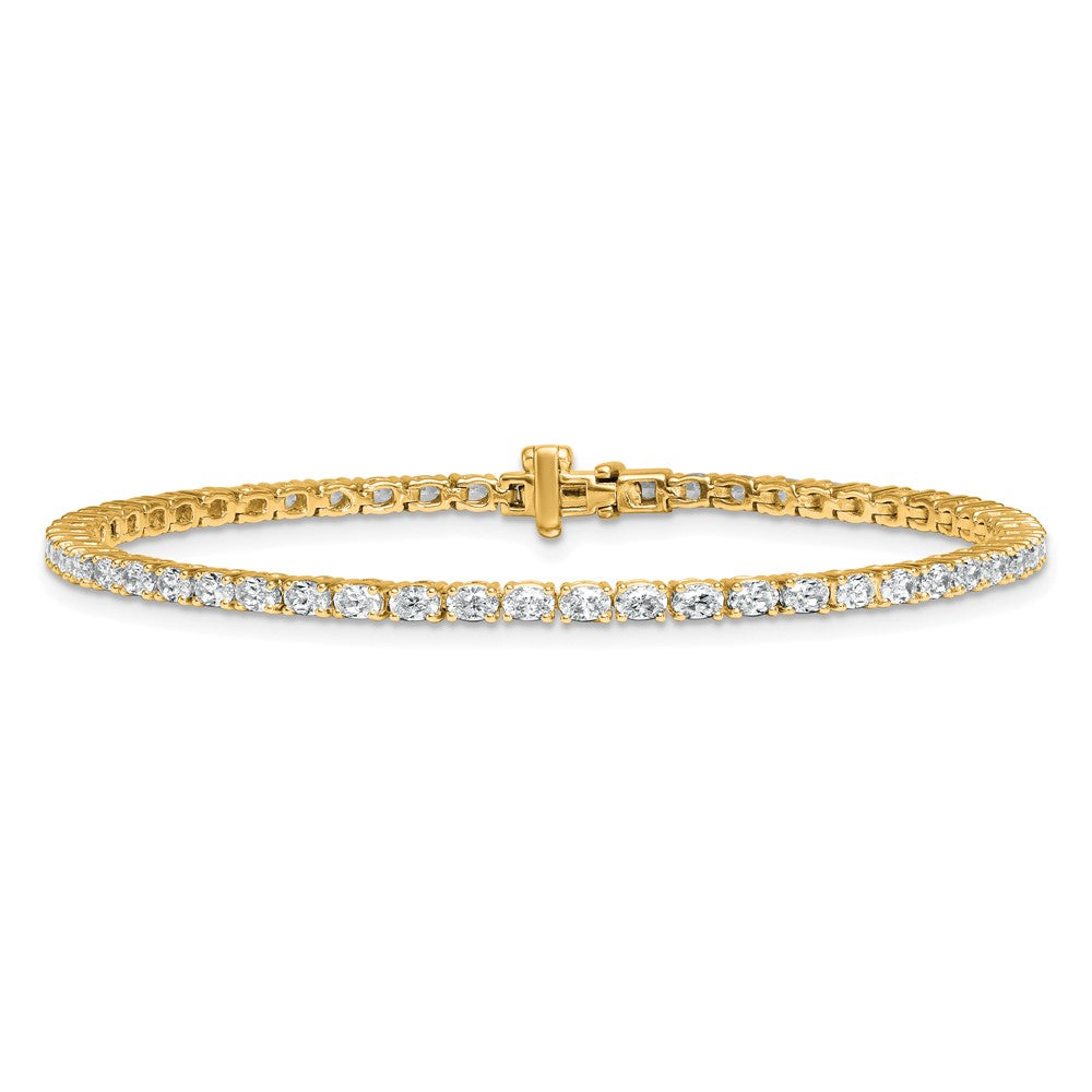 14K Yellow Gold Vs+ F+ Lab Grown Oval Diamond Tennis Bracelet