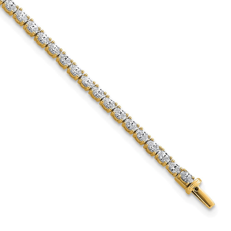 14K Yellow Gold Certified Vs/Si Fgh Lab Grown Oval Diamond Tennis Bracelet