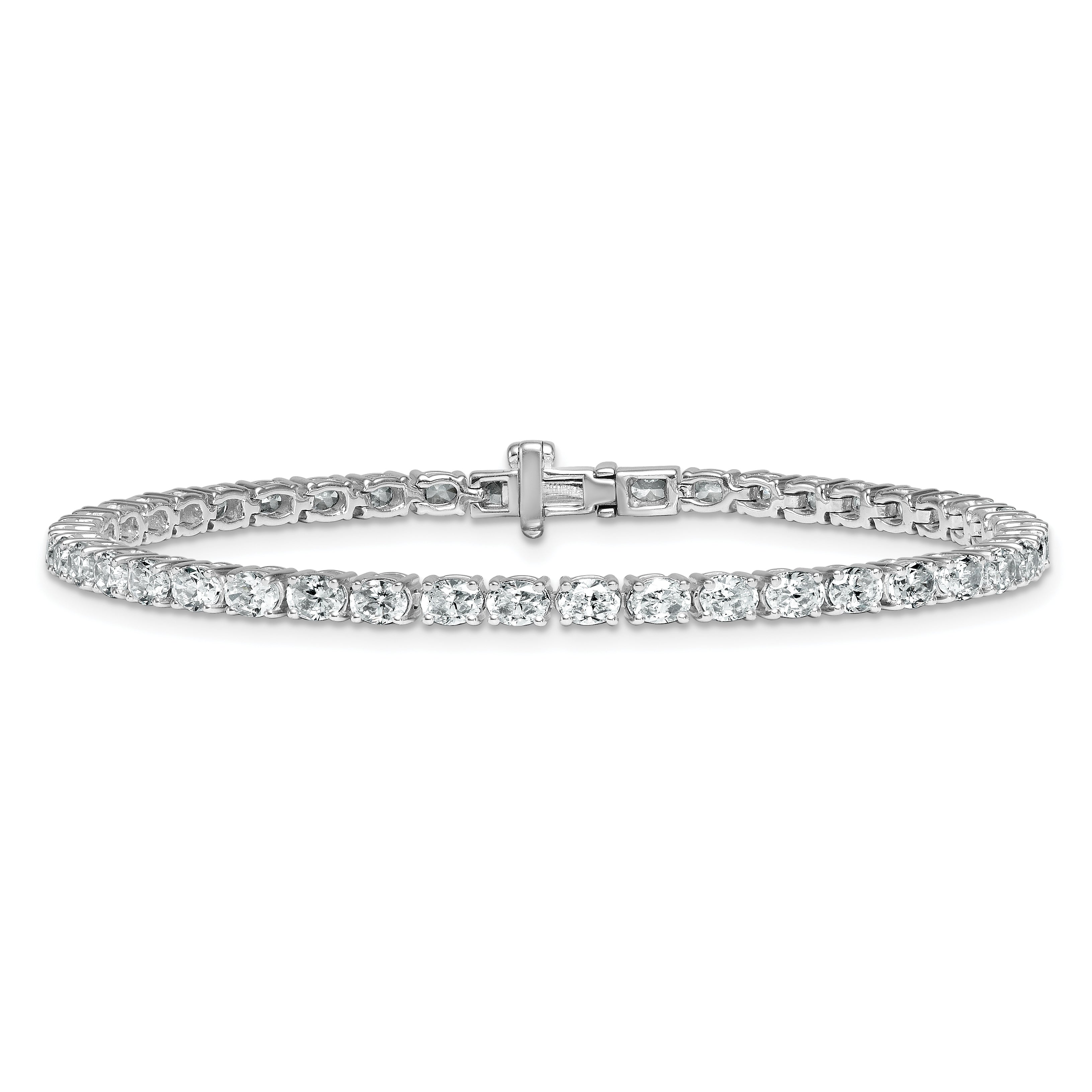 14K White Gold Certified Vs Def Lab Grown Oval Diamond Tennis Bracelet