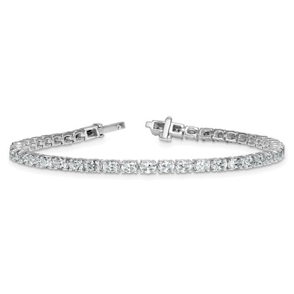 14K White Gold 5 Carat Lab Grown Diamond Vs/Si+ G+ Complete Oval Tennis Bracelet