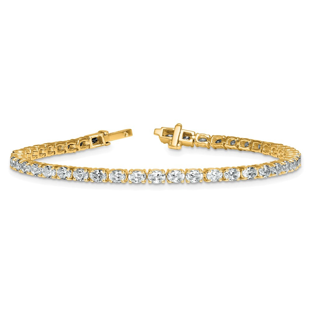 14K Yellow Gold Certified Vs/Si Fgh Lab Grown Oval Diamond Tennis Bracelet