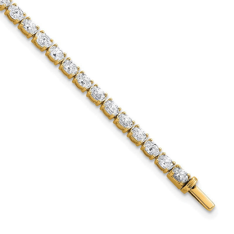 14K Yellow Gold Certified Vs/Si Fgh Lab Grown Oval Diamond Tennis Bracelet