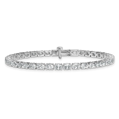 14K White Gold 7 Carat Lab Grown Diamond Vs+ F+ Complete Oval Tennis Bracelet