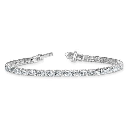 14K White Gold 7 Carat Lab Grown Diamond Vs+ F+ Complete Oval Tennis Bracelet