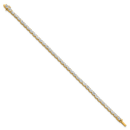 14K Yellow Gold 7 Carat Lab Grown Diamond Vs/Si+ G+ Complete Oval Tennis Bracelet