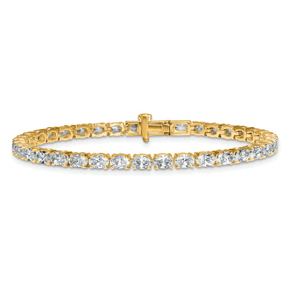 14K Yellow Gold 7 Carat Lab Grown Diamond Vs/Si+ G+ Complete Oval Tennis Bracelet