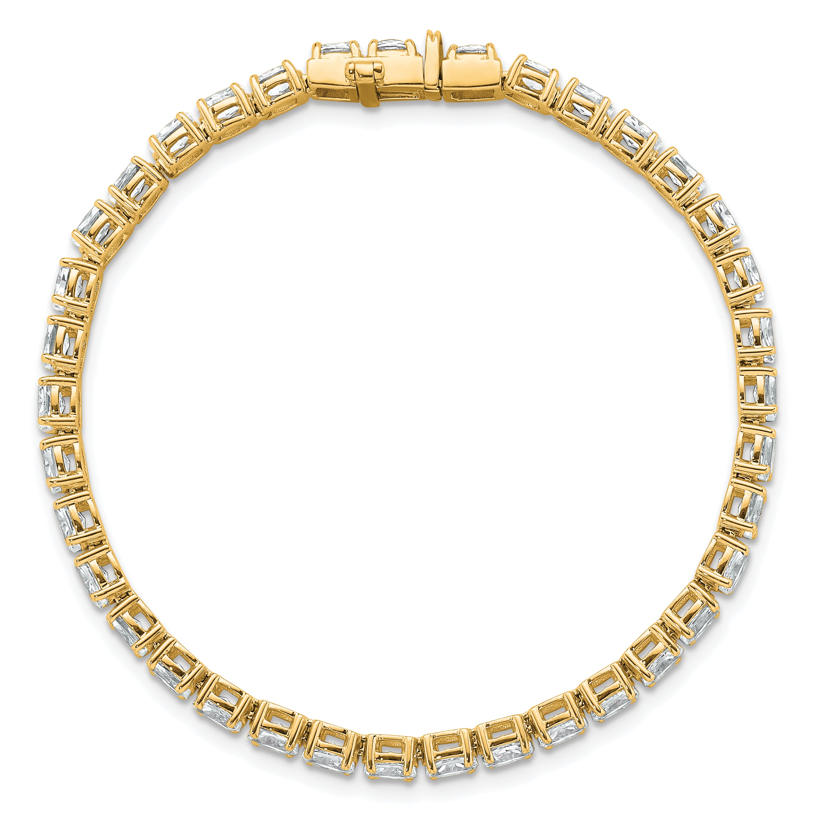 14K Yellow Gold 7 Carat Lab Grown Diamond Vs/Si+ G+ Complete Oval Tennis Bracelet