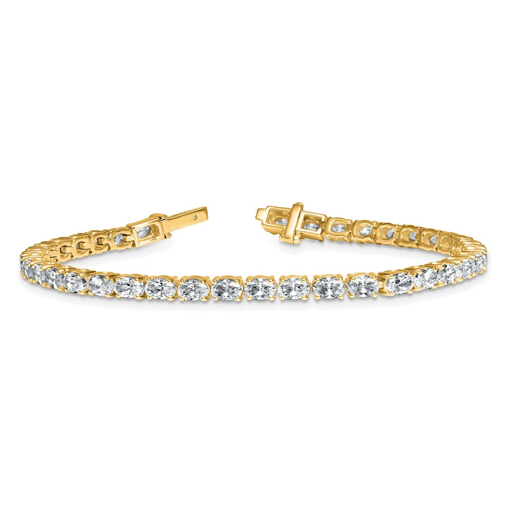 14K Yellow Gold 7 Carat Lab Grown Diamond Vs+ F+ Complete Oval Tennis Bracelet