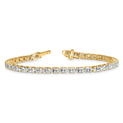 14K Yellow Gold 7 Carat Lab Grown Diamond Vs+ F+ Complete Oval Tennis Bracelet