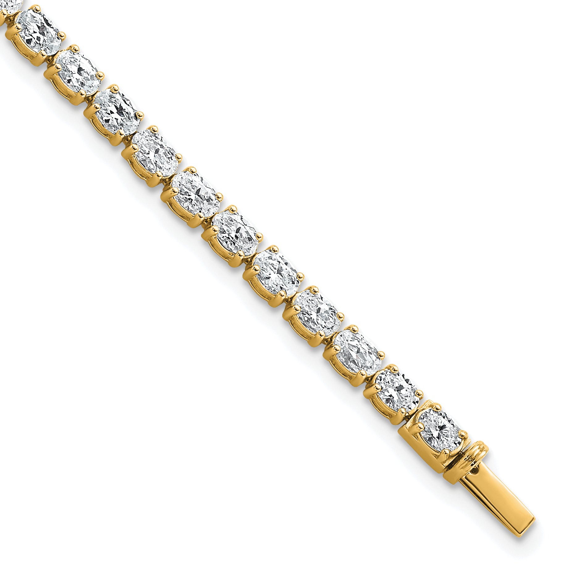 14K Yellow Gold 7 Carat Lab Grown Diamond Vs/Si+ G+ Complete Oval Tennis Bracelet