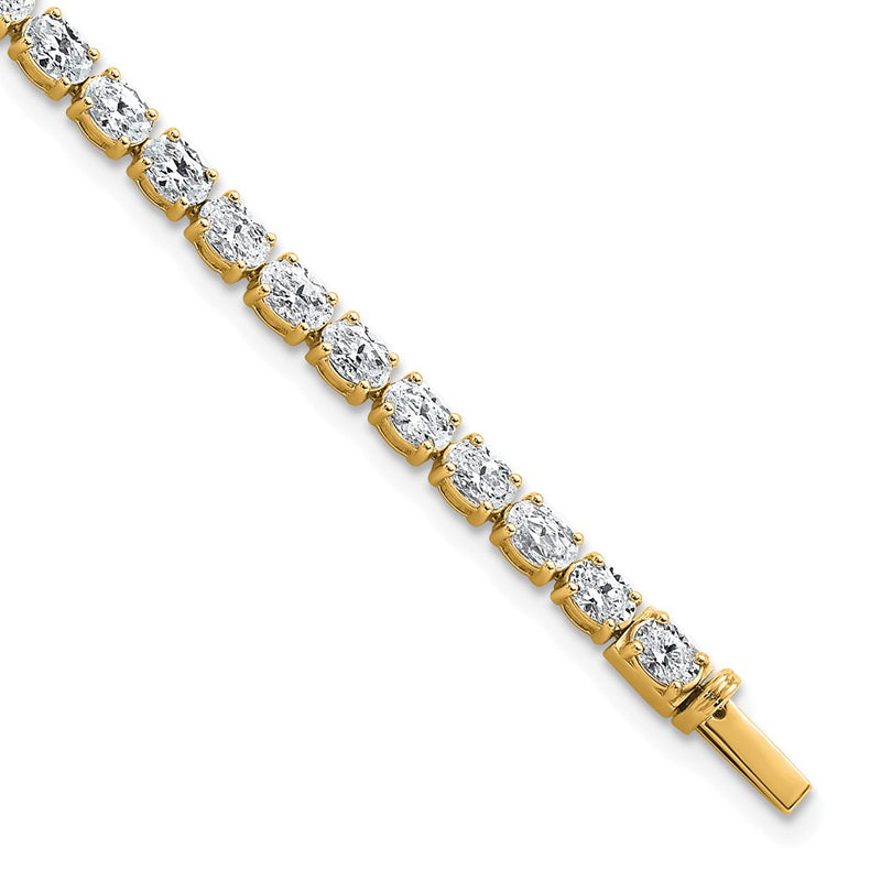 14K Yellow Gold 7 Carat Lab Grown Diamond Vs/Si+ G+ Complete Oval Tennis Bracelet