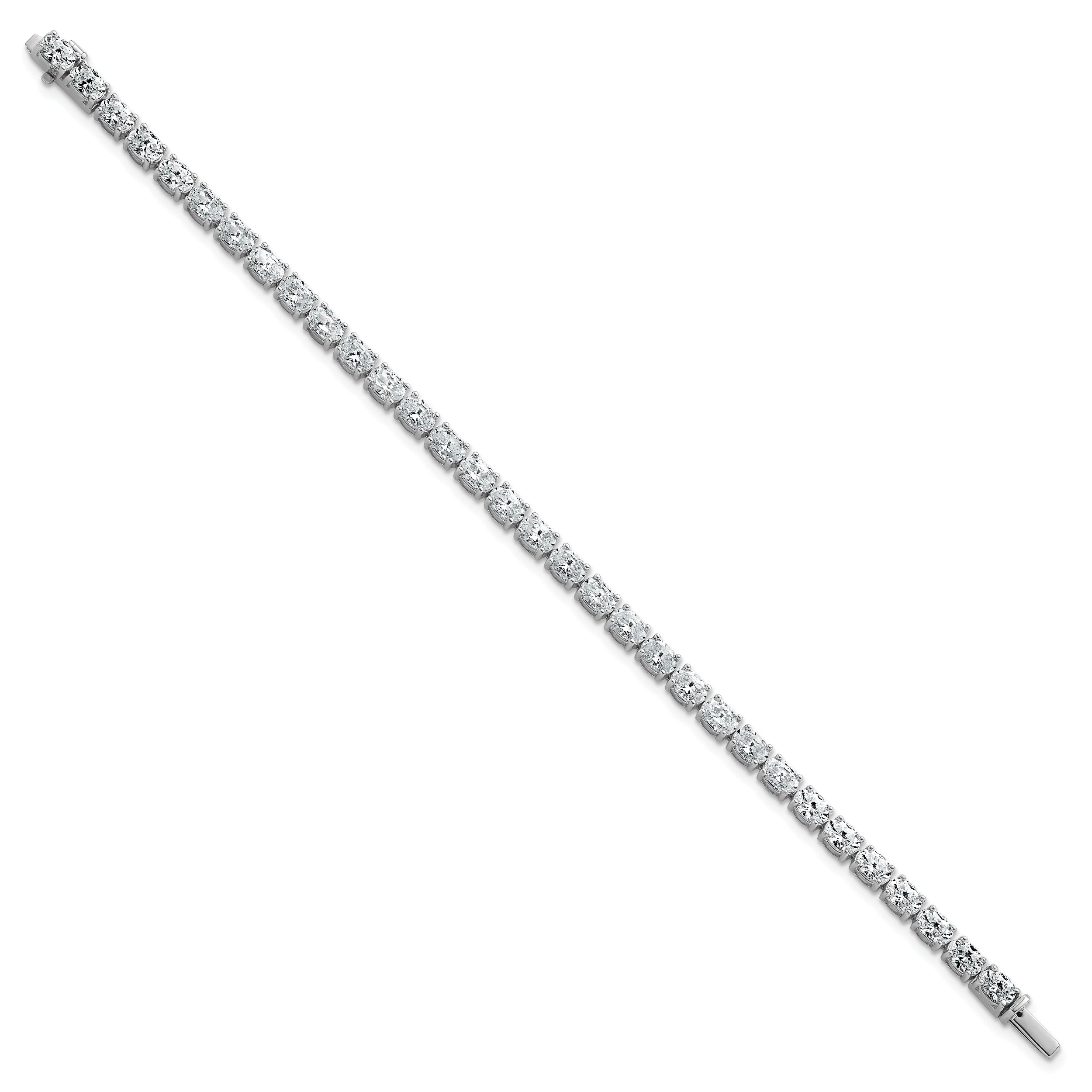 14K White Gold 9 7/8 Carat Lab Grown Diamond Vs/Si+ G+ Complete Oval Tennis Bracelet