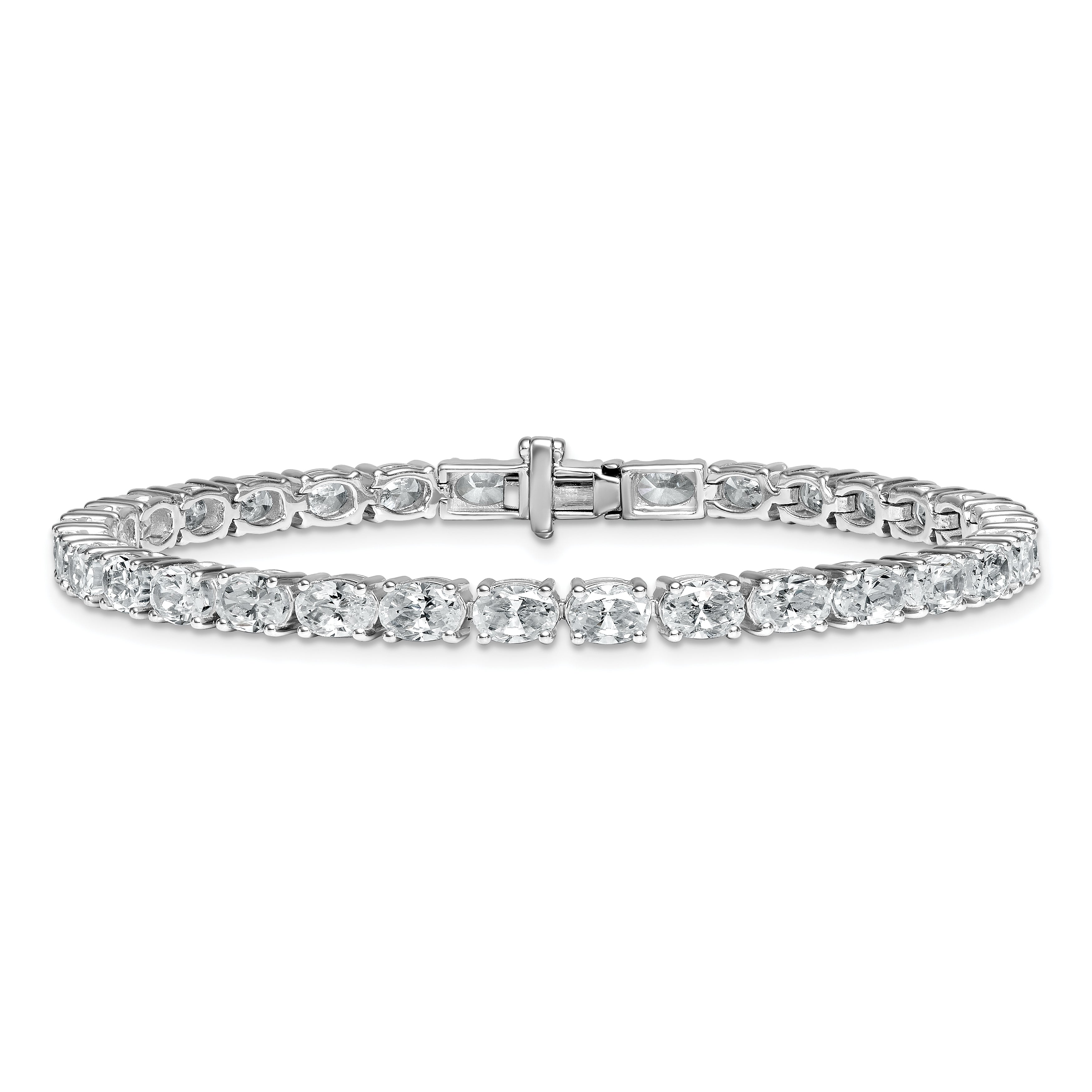 14K White Gold 9 7/8 Carat Lab Grown Diamond Vs/Si+ G+ Complete Oval Tennis Bracelet