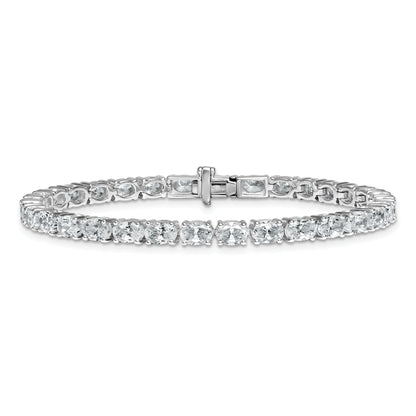 14K White Gold 9 7/8 Carat Lab Grown Diamond Vs/Si+ G+ Complete Oval Tennis Bracelet