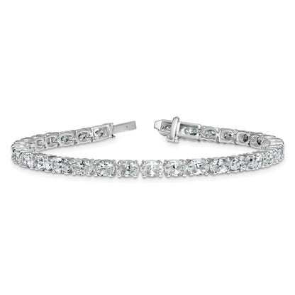 14K White Gold 9 7/8 Carat Lab Grown Diamond Vs/Si+ G+ Complete Oval Tennis Bracelet