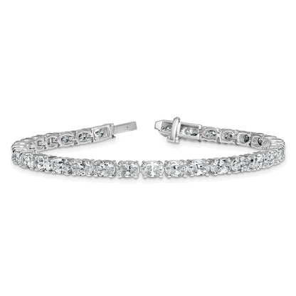 14K White Gold 9 7/8 Carat Lab Grown Diamond Vs+ F+ Complete Oval Tennis Bracelet