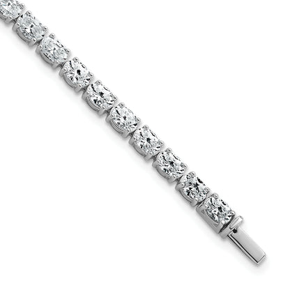14K White Gold 9 7/8 Carat Lab Grown Diamond Vs+ F+ Complete Oval Tennis Bracelet