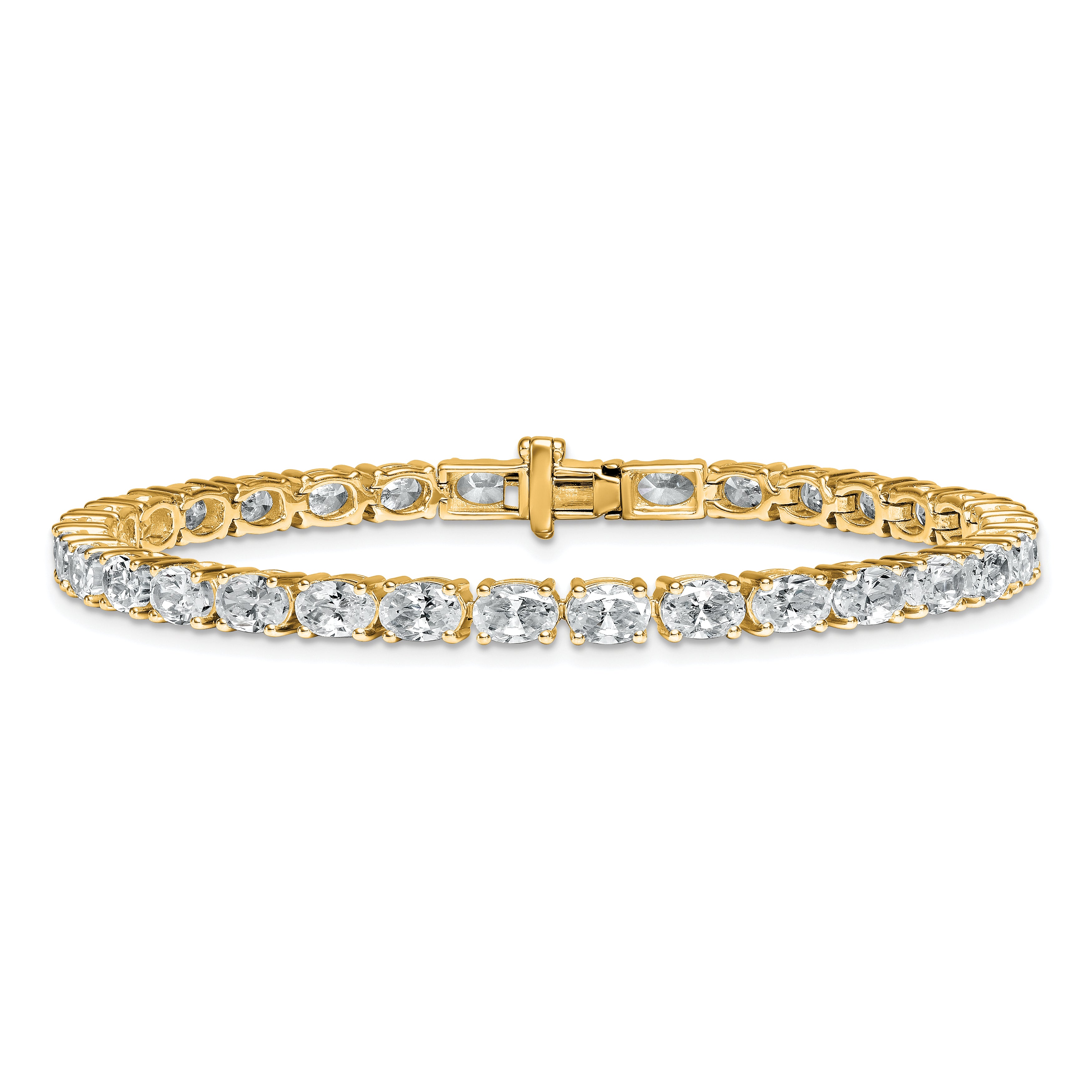 14K Yellow Gold 9 7/8 Carat Lab Grown Diamond Vs+ F+ Complete Oval Tennis Bracelet