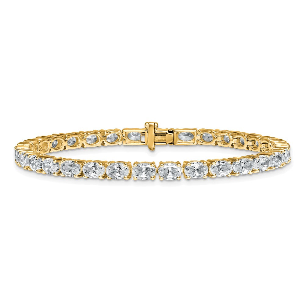 14K Yellow Gold 9 7/8 Carat Lab Grown Diamond Vs+ F+ Complete Oval Tennis Bracelet