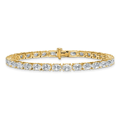 14K Yellow Gold 9 7/8 Carat Lab Grown Diamond Vs+ F+ Complete Oval Tennis Bracelet