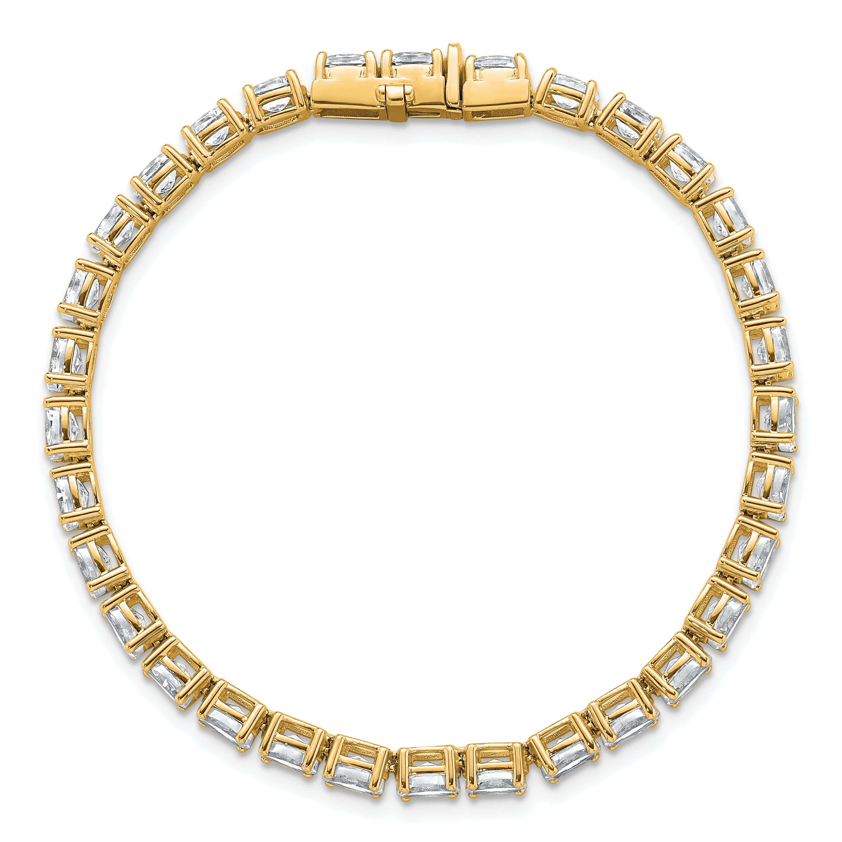 14K Yellow Gold 9 7/8 Carat Lab Grown Diamond Vs+ F+ Complete Oval Tennis Bracelet