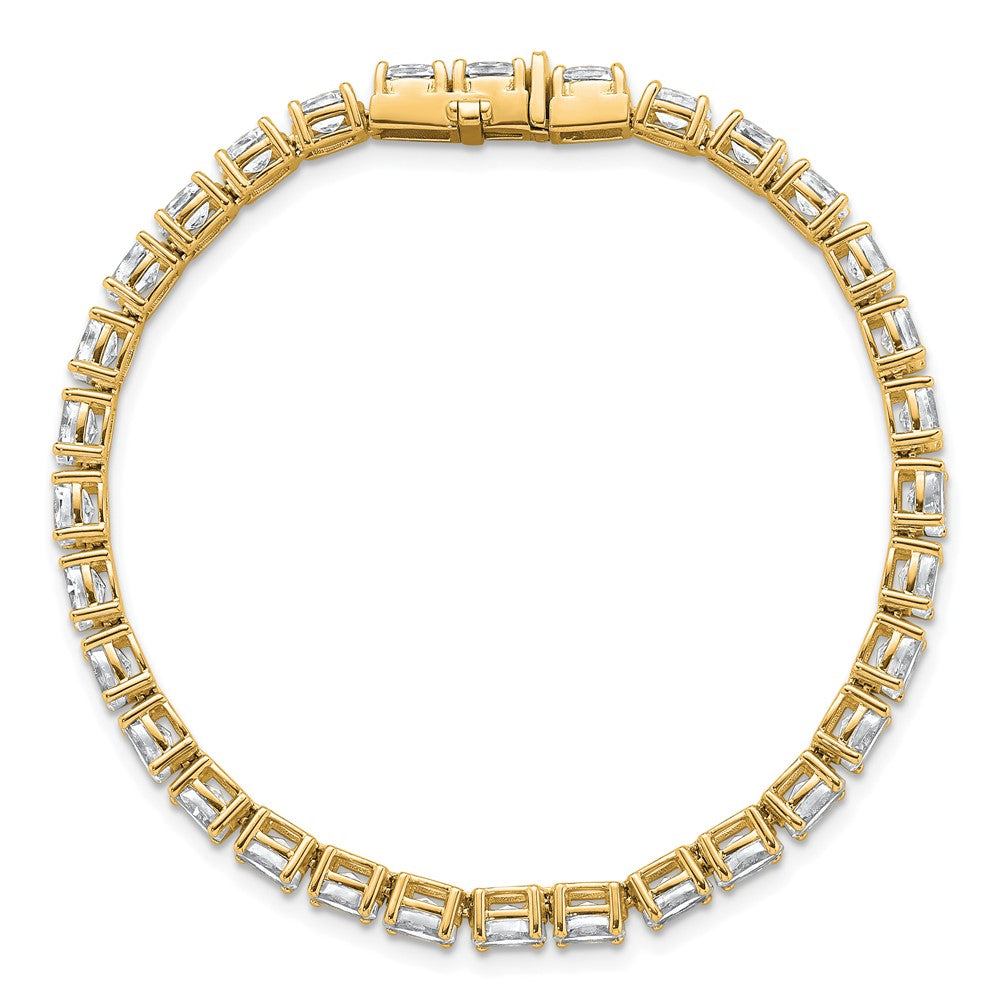 14K Yellow Gold 9 7/8 Carat Lab Grown Diamond Vs+ F+ Complete Oval Tennis Bracelet