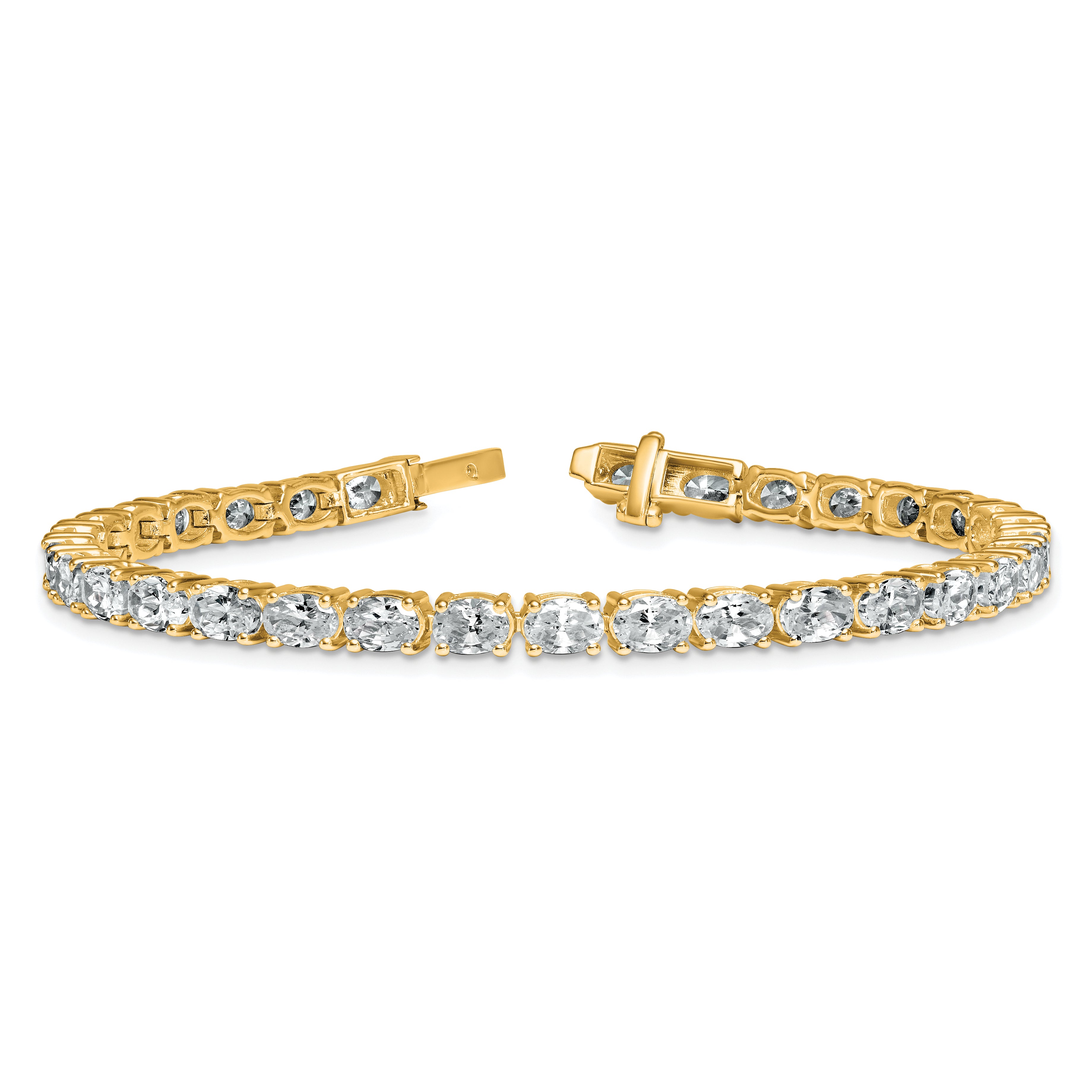14K Yellow Gold Certified Vs/Si Fgh Lab Grown Oval Diamond Tennis Bracelet