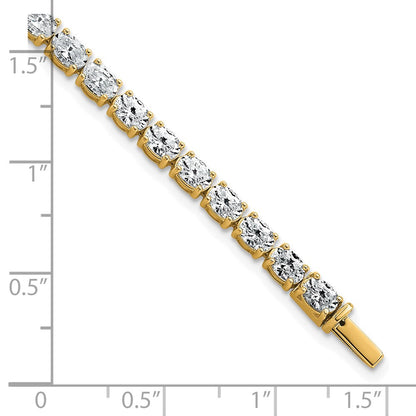 14K Yellow Gold 9 7/8 Carat Lab Grown Diamond Vs+ F+ Complete Oval Tennis Bracelet