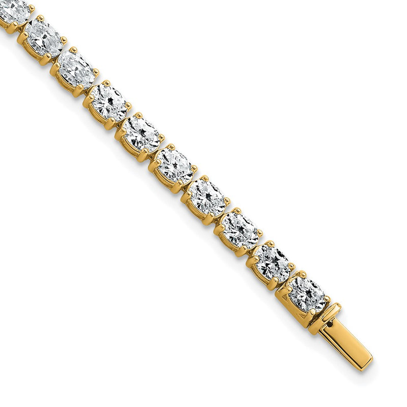 14K Yellow Gold 9 7/8 Carat Lab Grown Diamond Vs/Si+ G+ Complete Oval Tennis Bracelet
