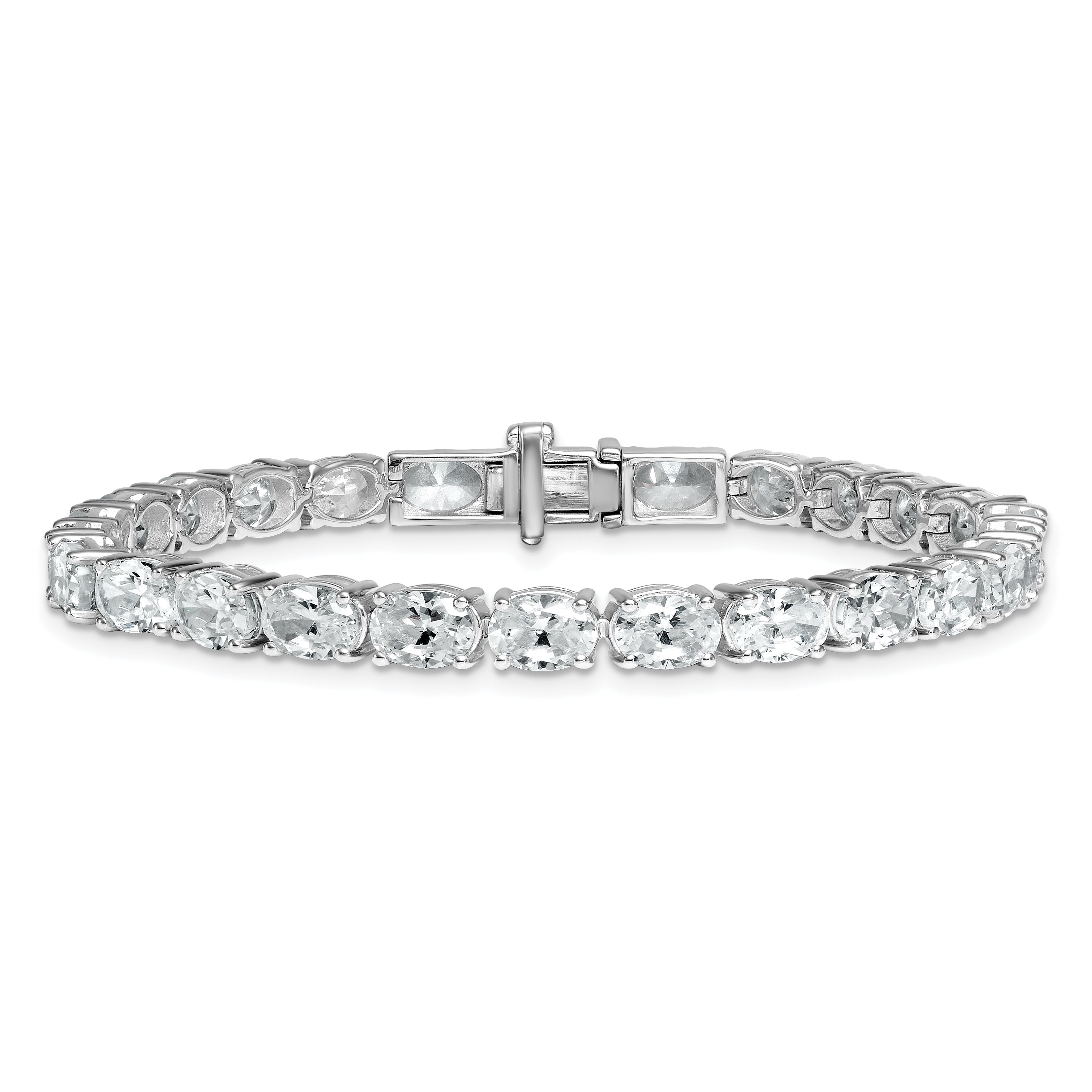 14K White Gold Vs+ F+ Lab Grown Oval Diamond Tennis Bracelet