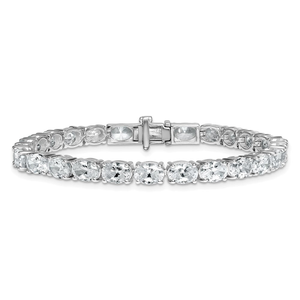 14K White Gold Vs/Si+ G+ Lab Grown Oval Diamond Tennis Bracelet