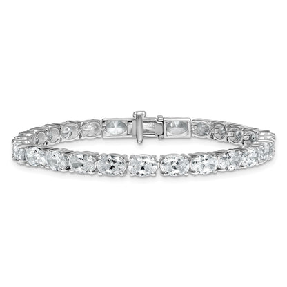 14K White Gold Vs/Si+ G+ Lab Grown Oval Diamond Tennis Bracelet