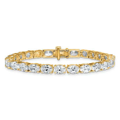 14K Yellow Gold Certified Vs/Si Fgh Lab Grown Oval Diamond Tennis Bracelet