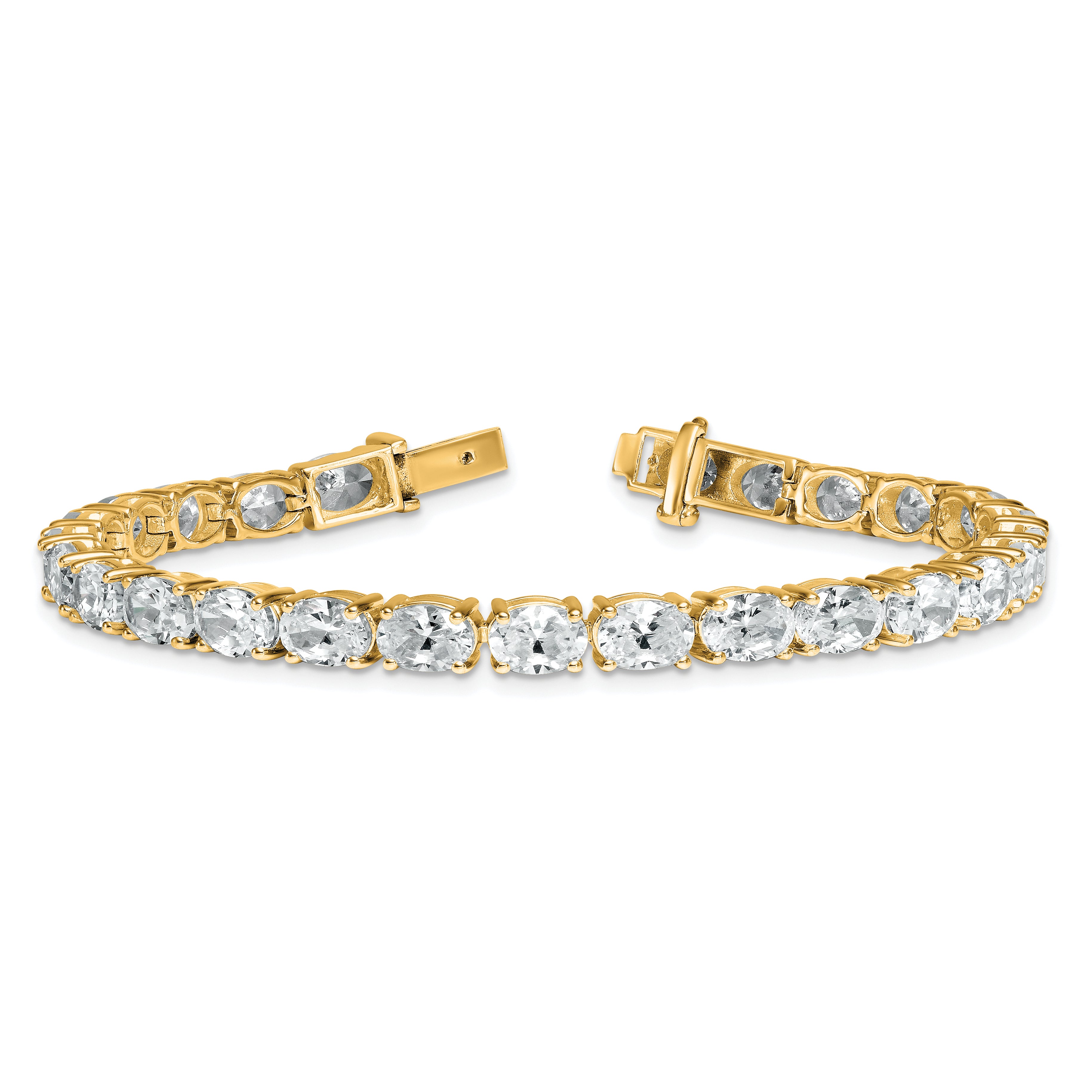 14K Yellow Gold Certified Vs/Si Fgh Lab Grown Oval Diamond Tennis Bracelet